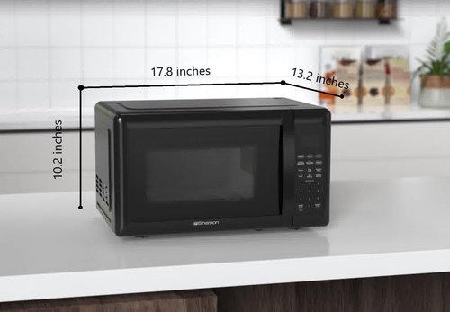 Emerson MW7302B Compact Microwave Oven - 700W Touch Control, LED Display, 0.7 Cu. Ft. Black