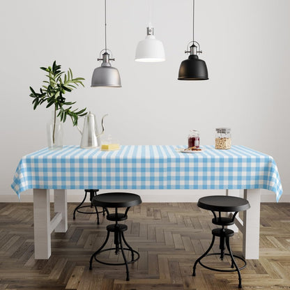 Skiennix Light Blue Checkered Tablecloth - 54" x 108" Waterproof Disposable Cover for Parties & Picnics