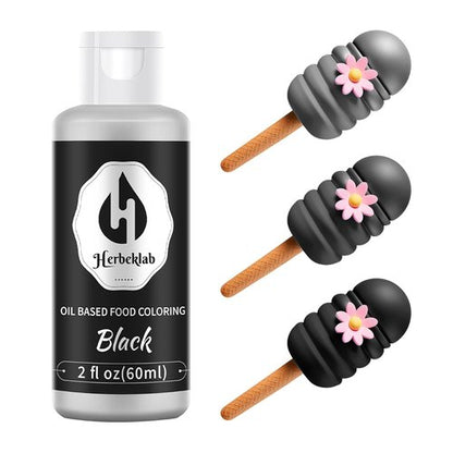 Black Oil-Based Food Coloring - 2 Fl Oz Professional Grade Concentrated Dye for Chocolate & Baking