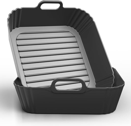 Skiennix 9-Inch Silicone Air Fryer Liners - Reusable Baking Accessories for Ninja & Cosori | 2 Pack