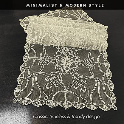 Elegant Comfort Embroidery Ingrid Table Runner 13 X 54 Inches - Gold