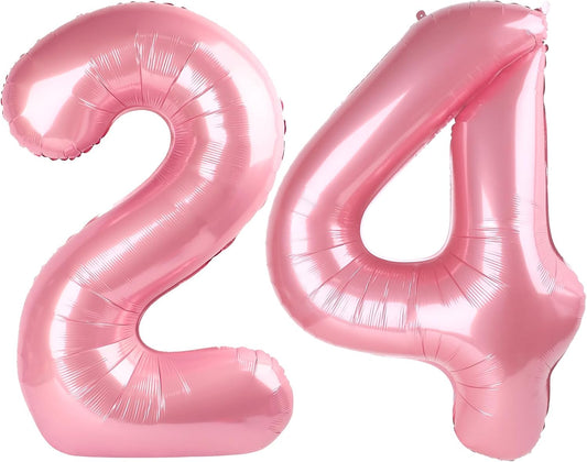 Number Balloons | 40 Inch Pearl Pink 24-Pack | Perfect for Happy Birthday & Wedding Celebrations