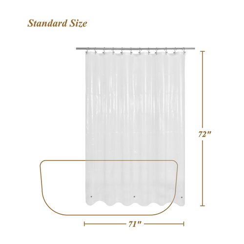 Mrs Awesome Clear Shower Curtain Liner Medium Weight - Shower Curtain Plastic with 3 Magnets for Bathroom, 71x72