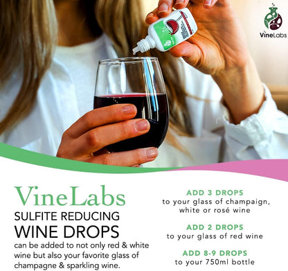 Sulfite Removing Wine Drops - 2pk - Odorless and Tasteless Purifier for Red and White Wines, Natural Headache Reducer, Made in the USA