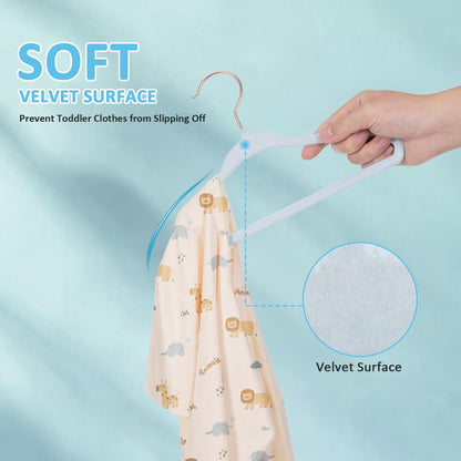 Tonswachic 30-Pack Baby Closet Hangers - Soft Velvet Non-Slip Design for Infant & Toddler Clothes | Blue