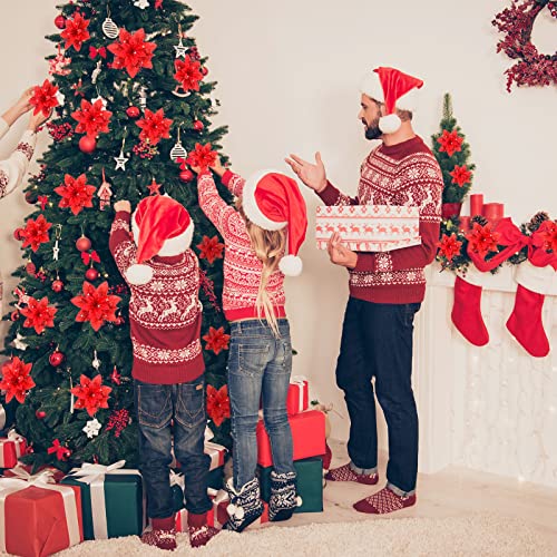 36 Pcs Artificial Poinsettias Christmas Decorations - Red (Variation: Red)