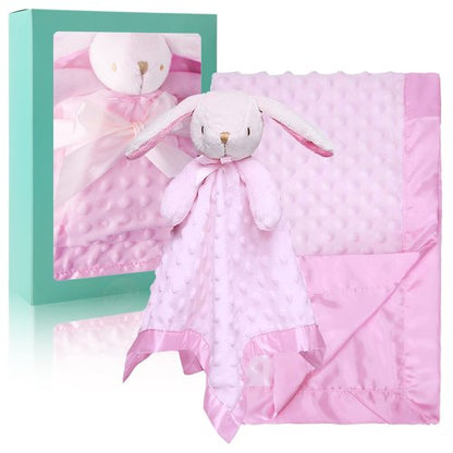 Pro Goleem Baby Blanket with Pink Bunny Security Blanket Newborn Girl Gifts Set