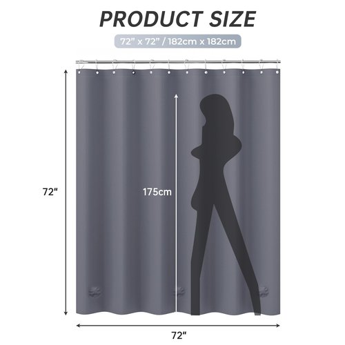 AmazerBath Dark Grey Shower Curtain Plastic, PEVA Shower Curtain Heavy Duty, Gray Shower Curtains for Bathroom, Waterproof Shower Curtain 72x72 with 3 Big Weighted Stones and 12 Rustproof Grommets