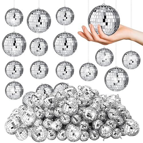 Mini Disco Ball Ornaments - 2 Inch & 1 Inch Hanging Party Decorations, 200 Pack