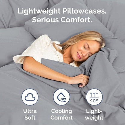 King Standard Pillow Cases | Set of 4 Soft Hotel Quality Covers - Comfy Steel Blue Bedding for All Ages