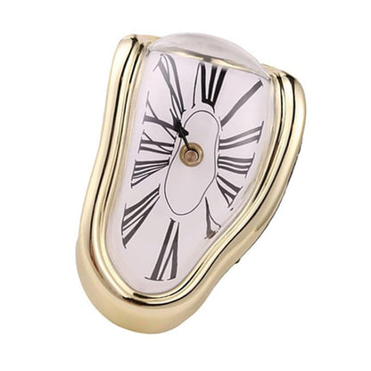 Gold Melting Clock desk decor - Retro Plastic Desk Clock with Electroplated Finish