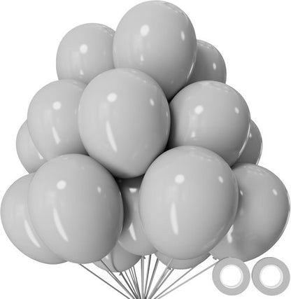 110pcs Grey Latex Balloons - 12 Inch Balloons for Birthday Parties, Baby Showers & Weddings