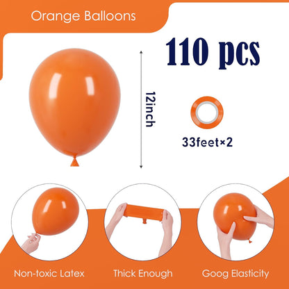 Voircoloria 12-Inch Burnt Orange Latex Balloons - 110pcs for Thanksgiving, Weddings & Parties