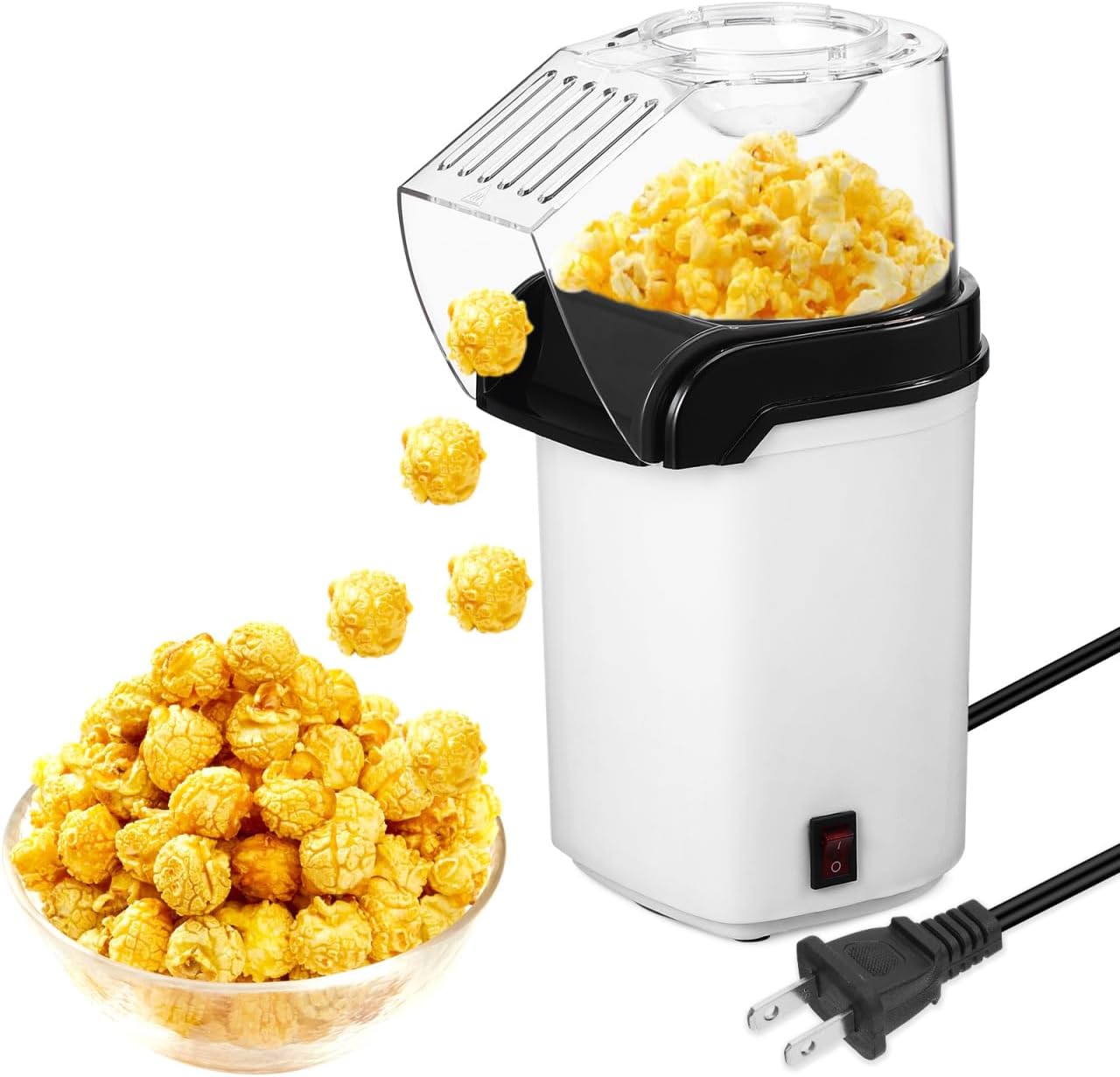 OUNONA Electric Hot Air Popcorn Maker - Compact 10-Inch Design for Quick Snacks | Perfect for Movie Nights