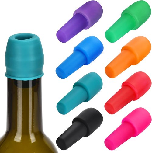 8 Pack Silicone Wine Stopper, Wine Stoppers for Wine Bottles, Wine Seal Stopper Can Be Reused to Keep Wine Fresh, by Brusoon (Multicolor)
