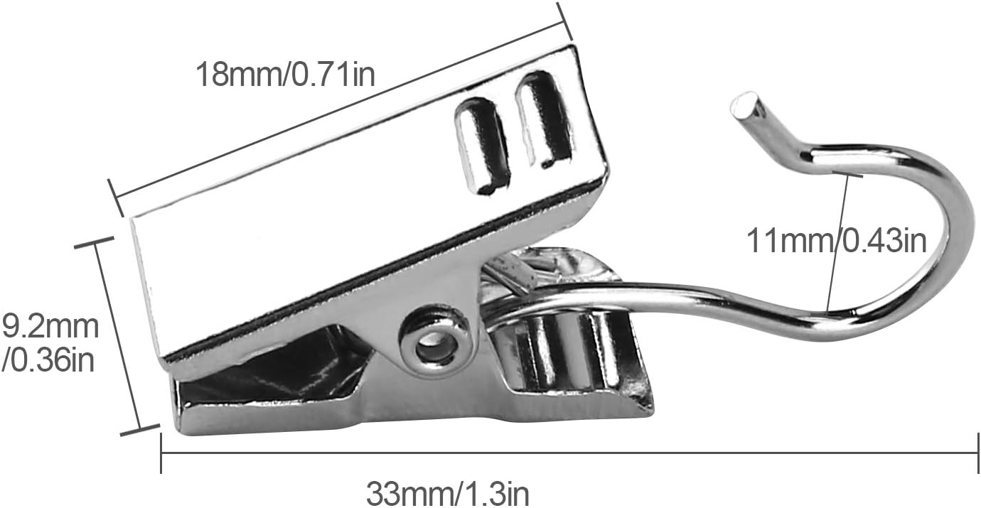 Skiennix 50 PCS Heavy Duty Curtain Hooks - Stainless Steel Clips for Home Decor & Art Display (Silver)
