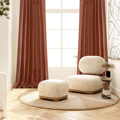 MIULEE Linen Curtains - 96-Inch Light Filtering Semi-Sheer Drapes | Burnt Orange Rust, 2 Panels for Living Room