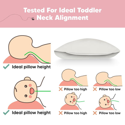 My Little Dreamy Toddler Pillow - Organic Cotton Travel Bed Pillow with Soft Case | 13x18, Machine Washable, Ideal for Ages 2-5 (Clay)