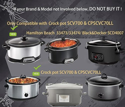 7qt oval glass lid compatible with Crockpot Hamilton Beach Black-Decker slow cooker
