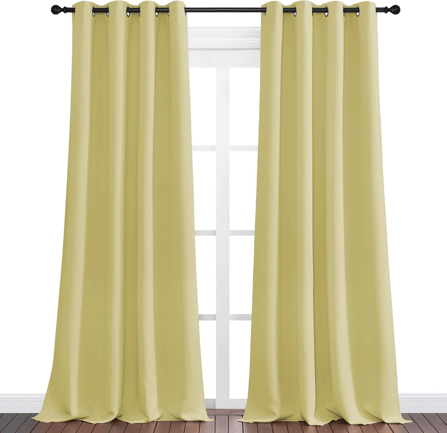 NICETOWN Paler Yellow Blackout Curtains - 120" Long, 55" Wide | Sound Reducing & Energy Efficient Panels (2 Pieces)