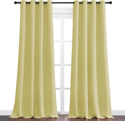 NICETOWN Paler Yellow Blackout Curtains - 120" Long, 55" Wide | Sound Reducing & Energy Efficient Panels (2 Pieces)