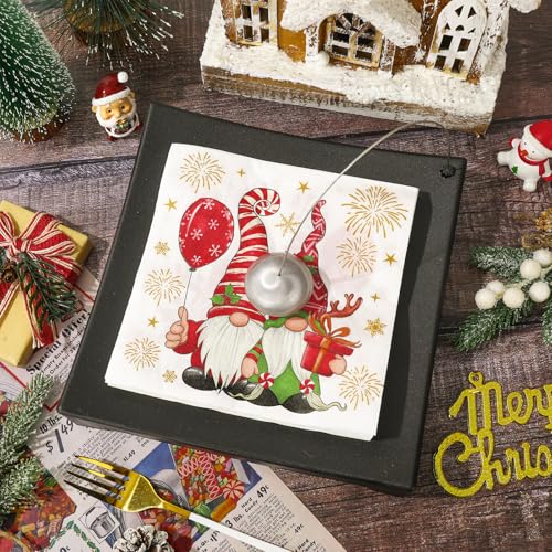 Christmas Paper Napkins 80Pcs Gnome Firework Party Decor Disposable Luncheon & Dinner Napkins - Variations of THIS listing