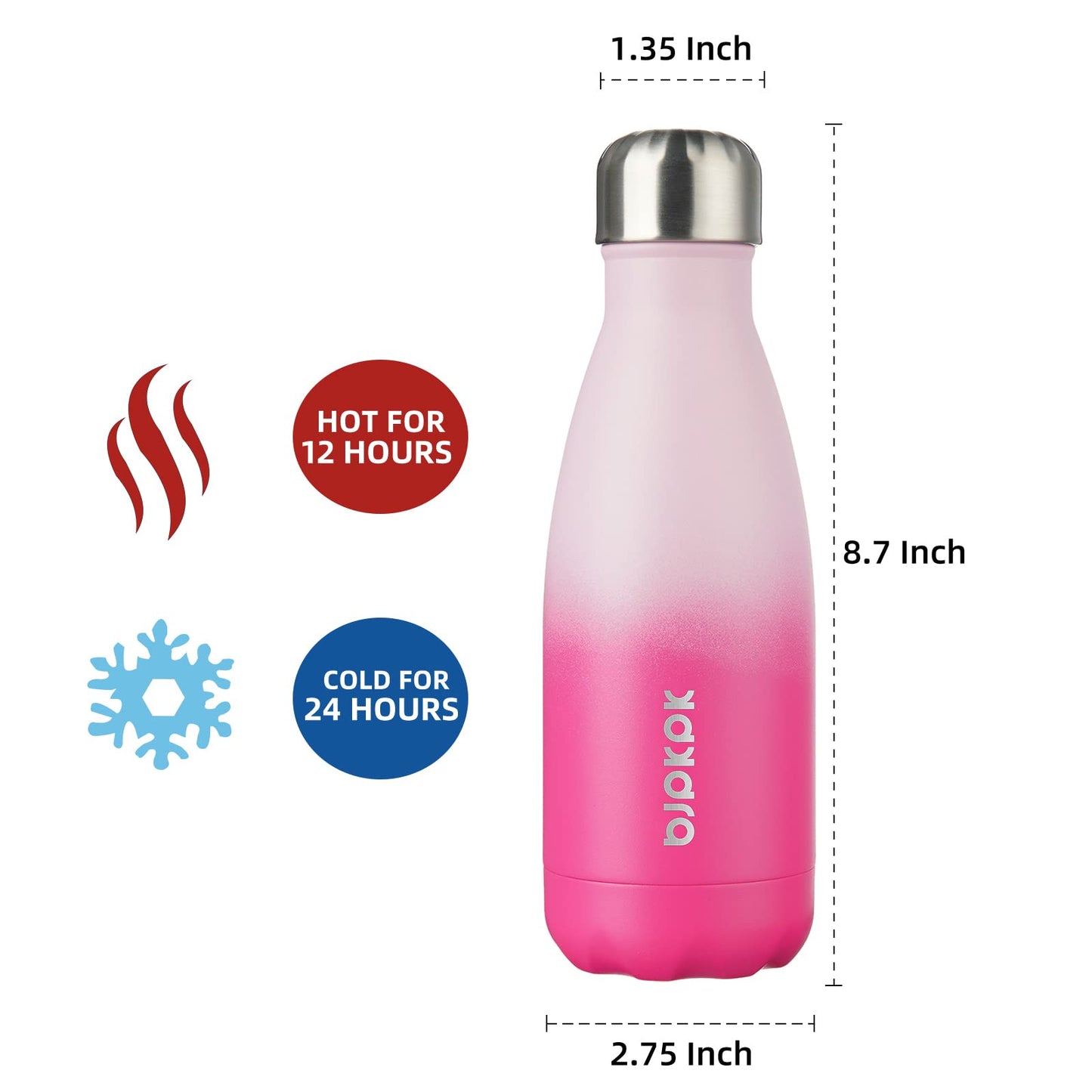 BJPKPK 12oz Water Bottles Stainless Steel Insulated Water Bottle Keep Cold And Hot Dishwasher Safe,Cherry Blossom