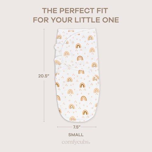 Comfy Cubs Swaddle Blanket Set - 100% Cotton Newborn Wraps, Breathable & Durable | 3 Pack for 0-3 Months - Rainbow Bohemian