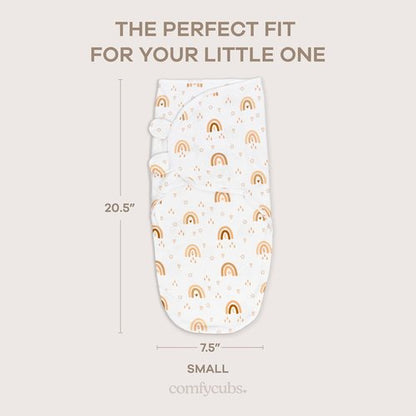 Comfy Cubs Swaddle Blanket Set - 100% Cotton Newborn Wraps, Breathable & Durable | 3 Pack for 0-3 Months - Rainbow Bohemian