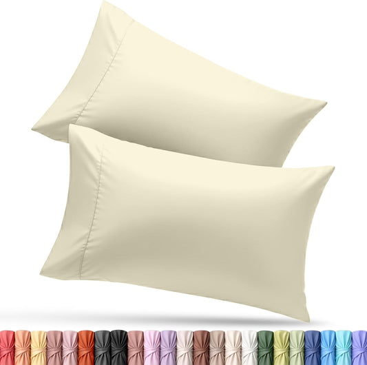 Utopia Bedding Queen Pillow Cases - Soft Brushed Microfiber - 2 Pack, Ivory | 20 x 30 Inches