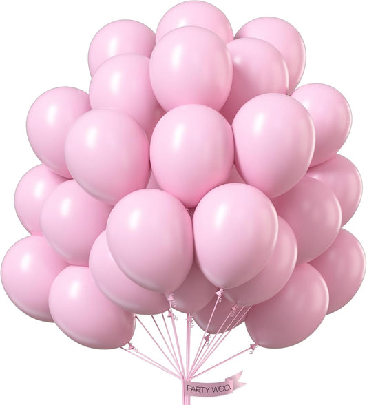 PartyWoo Pink Balloons - 100 Pcs 12 Inch Latex Helium Balloons for Baby Showers & Parties
