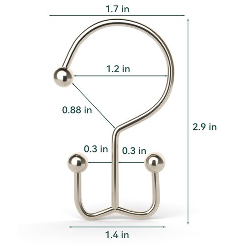Goowin Shower Curtain Hooks, 12 Pcs Shower Curtain Rings, Durable Shower Curtain Rings Rust Proof, Double Glide Shower Rings for Curtain, Simple Shower Hooks for Shower Curtain & Liner, Brush Nickel