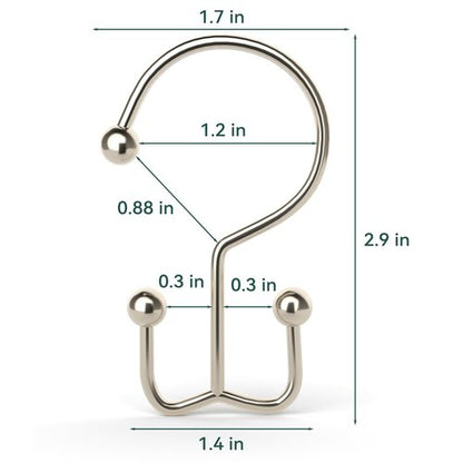 Goowin Shower Curtain Hooks, 12 Pcs Shower Curtain Rings, Durable Shower Curtain Rings Rust Proof, Double Glide Shower Rings for Curtain, Simple Shower Hooks for Shower Curtain & Liner, Brush Nickel