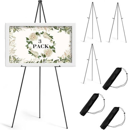 AZEAM 63" Portable Easel Stand - Adjustable Black Metal Display for Painting & Signs | 3 Pack