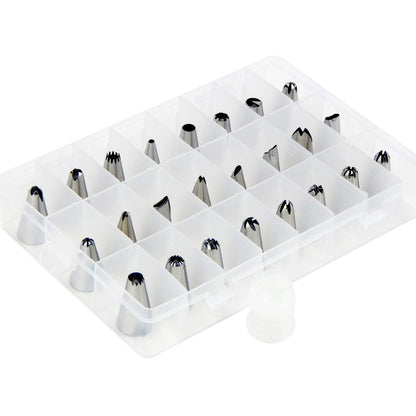 TOSSOW Cake Decorating Supplies 24Pcs Professional Stainless Steel DIY Icing 1Pcs Reusable Coupler & Storage Case Icing Piping Nozzles Pastry Decorating Tips Cake Cupcake Decorator icing dispenser