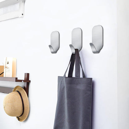 Adhesive Hooks | Strong Waterproof Stainless Steel Wall Hangers for Bathroom & Kitchen - 16 Pack