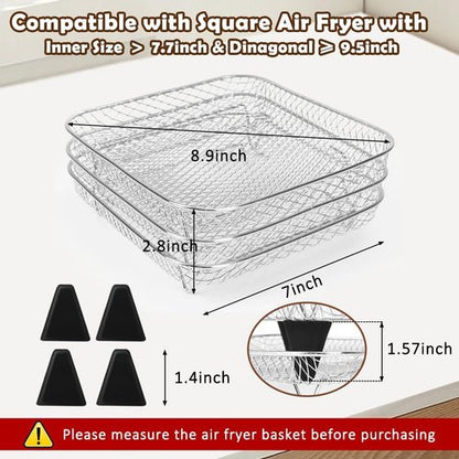 BYKITCHEN 7-Inch Air Fryer Rack - Stackable Stainless Steel Accessory for Ninja & Cosori Air Fryers