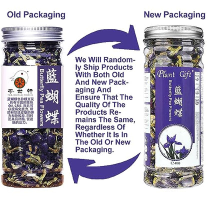 Plant Gift Dried Blue Butterfly Pea Flowers Tea, (Clitoria Ternatea) Edible Flowers, Dragon Pea Flower, Butterflies Tea Recipes Food Coloring 40G/1.41oz