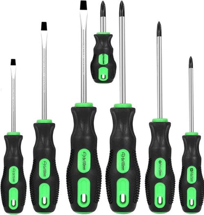 GURADESIGN 7-Piece Magnetic Screwdriver Set - Professional Cushion Grip | 4 Phillips & 3 Flat