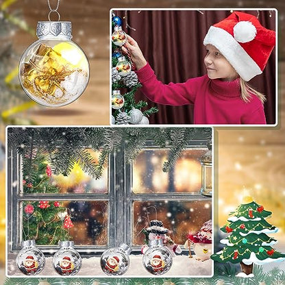 100 Clear Plastic Christmas Ornament Balls 1.96 Inch Fillable Decorations