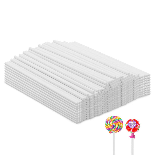 Lollipop Sticks,500 Pieces White Paper Treat Lollipop Sticks Lollipop Treat Sticks Sucker Stick for Cake Topper,Rainbow Candy, Cake Pops Chocolate (6 Inch)