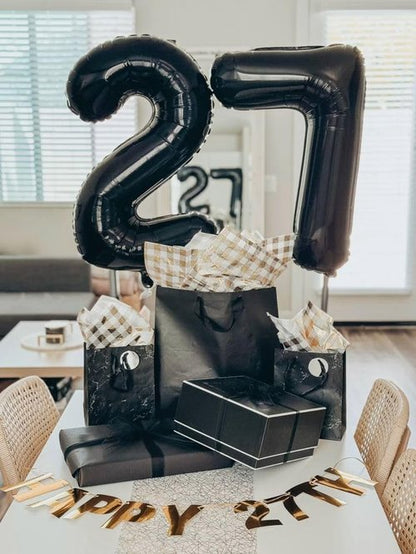 Happy 26th Birthday Balloon - Large 40-Inch Black Foil Number 26 for Men & Women Celebrations