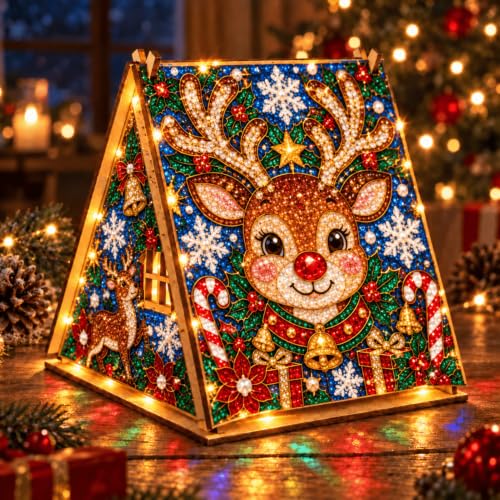 DIY Wooden Pearl Diamond Art Kit with Christmas Wreath Variation