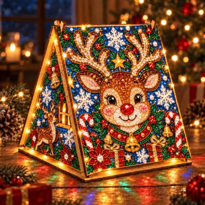 DIY Wooden Pearl Diamond Art Kit with Christmas Wreath Variation
