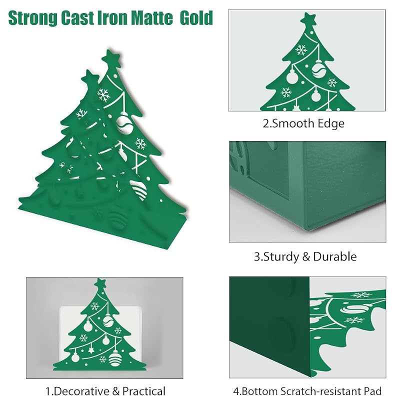 Christmas Tree Napkin Holder - Green Iron Tabletop Dispenser with Lights (Variation: Christmas Tree)