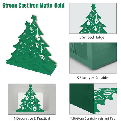 Christmas Tree Napkin Holder - Green Iron Tabletop Dispenser with Lights (Variation: Christmas Tree)
