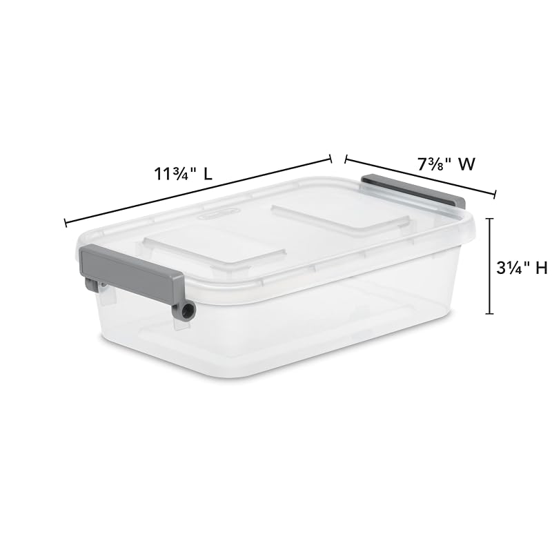 2 Pack 2.7 Qt Clear Storage Bins – Stackable Plastic Organizer Containers, Lids, Write-On Labels, 11 3/4" L x 7 3/8" W x 3 1/4" H – Variation: 2Pack+2.7qt