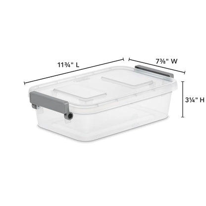 2 Pack 2.7 Qt Clear Storage Bins – Stackable Plastic Organizer Containers, Lids, Write-On Labels, 11 3/4" L x 7 3/8" W x 3 1/4" H – Variation: 2Pack+2.7qt