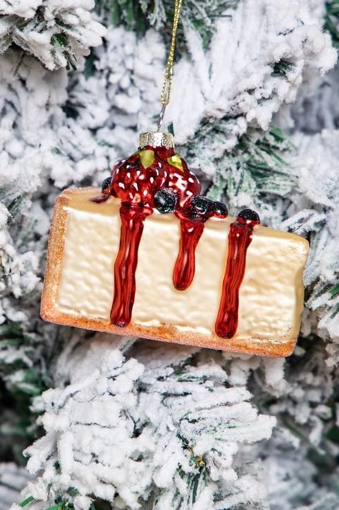 2PCS Hanging Glass Cheesecake Christmas Ornaments for Tree Decor