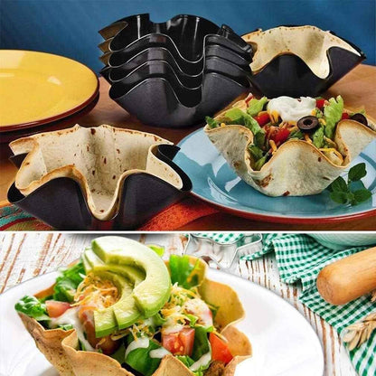 Skiennix Non-Stick Baking Bowls - Carbon Steel Tortilla Bowl Maker | 1 Pc Black Salad Bowl Pan